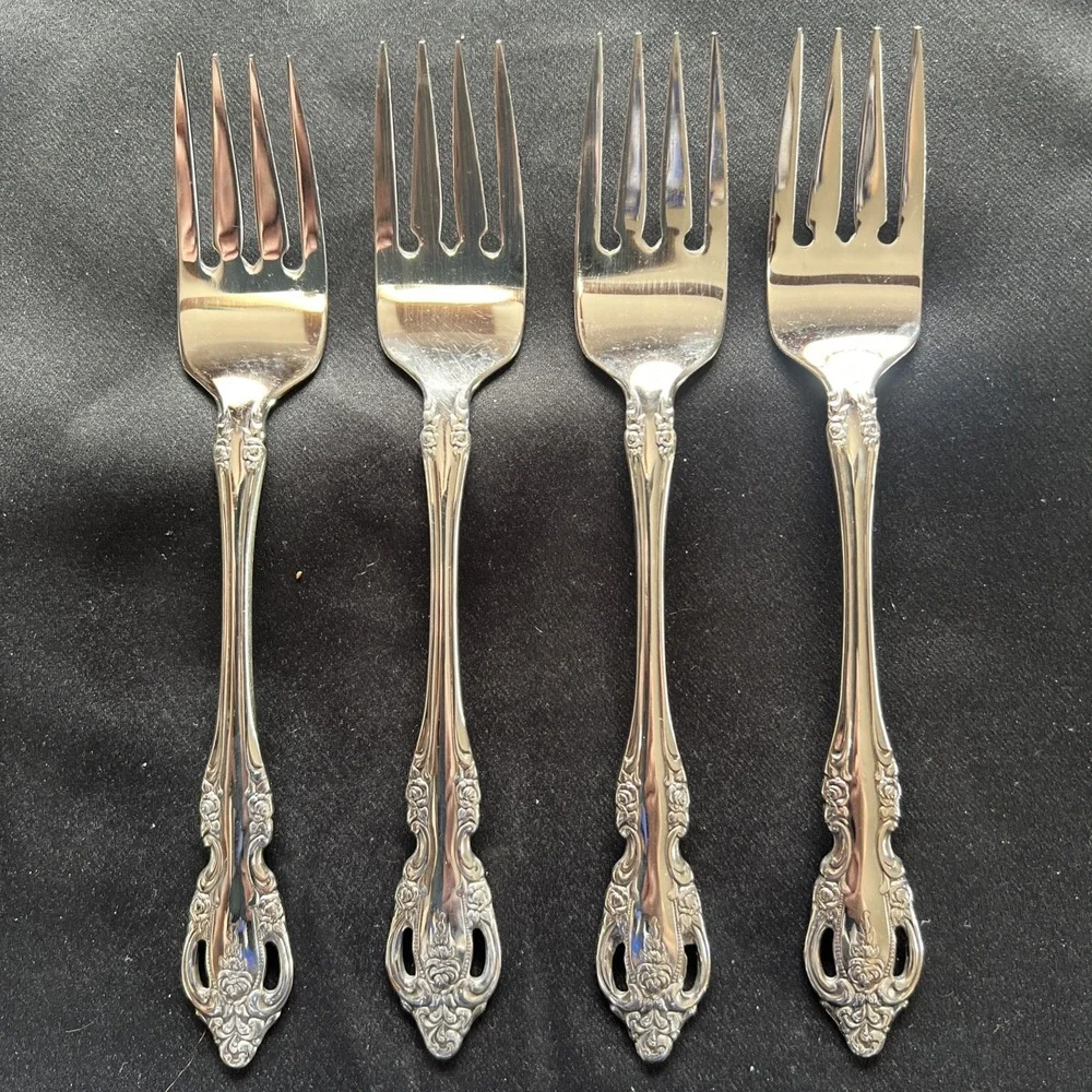 4-  Salad Forks Oneida Community BRAHMS Stainless Steel‎ Flatware Silverware